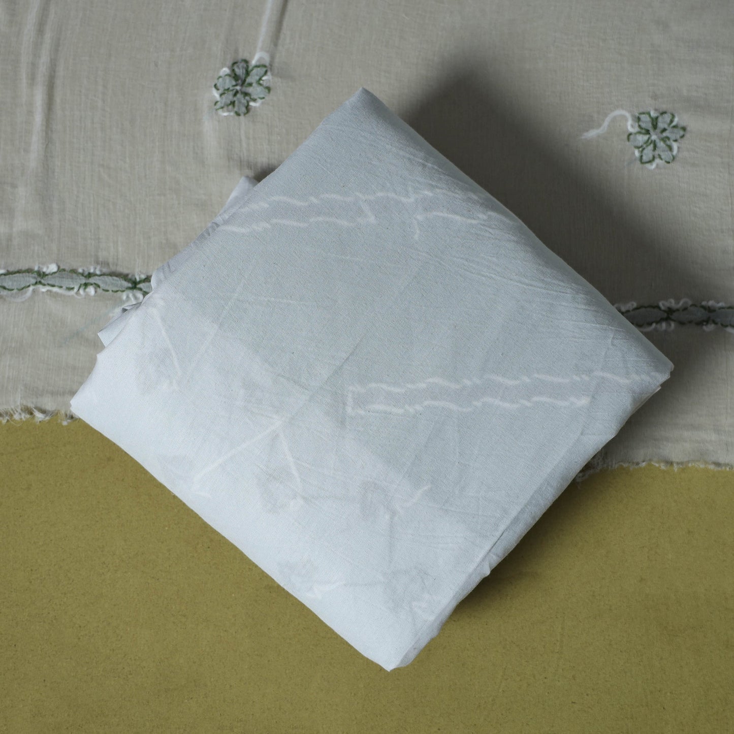 Green - 3pc hand embroidery cotton lucknow chikankari dress