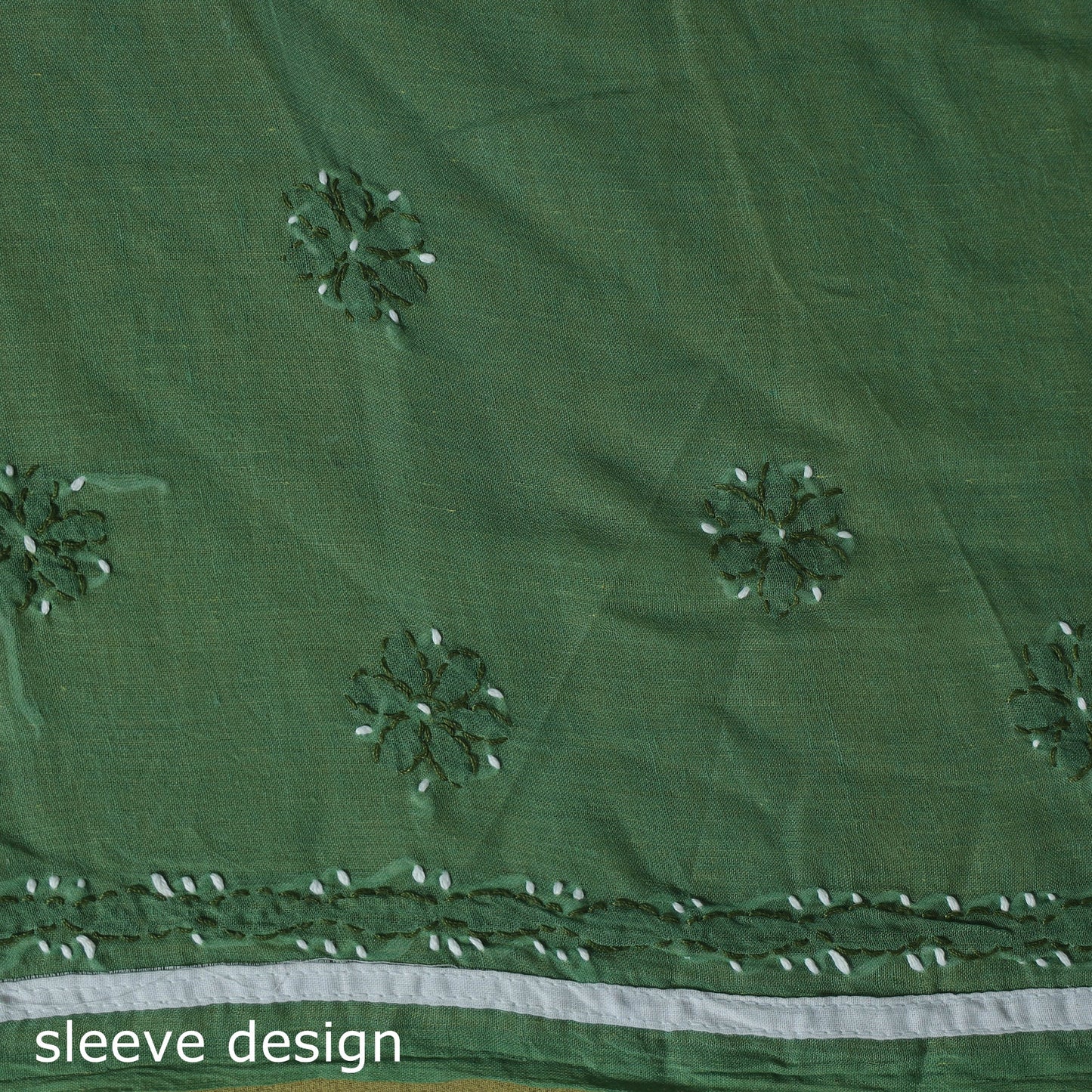 Green - 3pc hand embroidery cotton lucknow chikankari dress