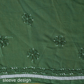 Green - 3pc hand embroidery cotton lucknow chikankari dress