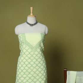 Green - 3pc hand embroidery cotton lucknow chikankari dress