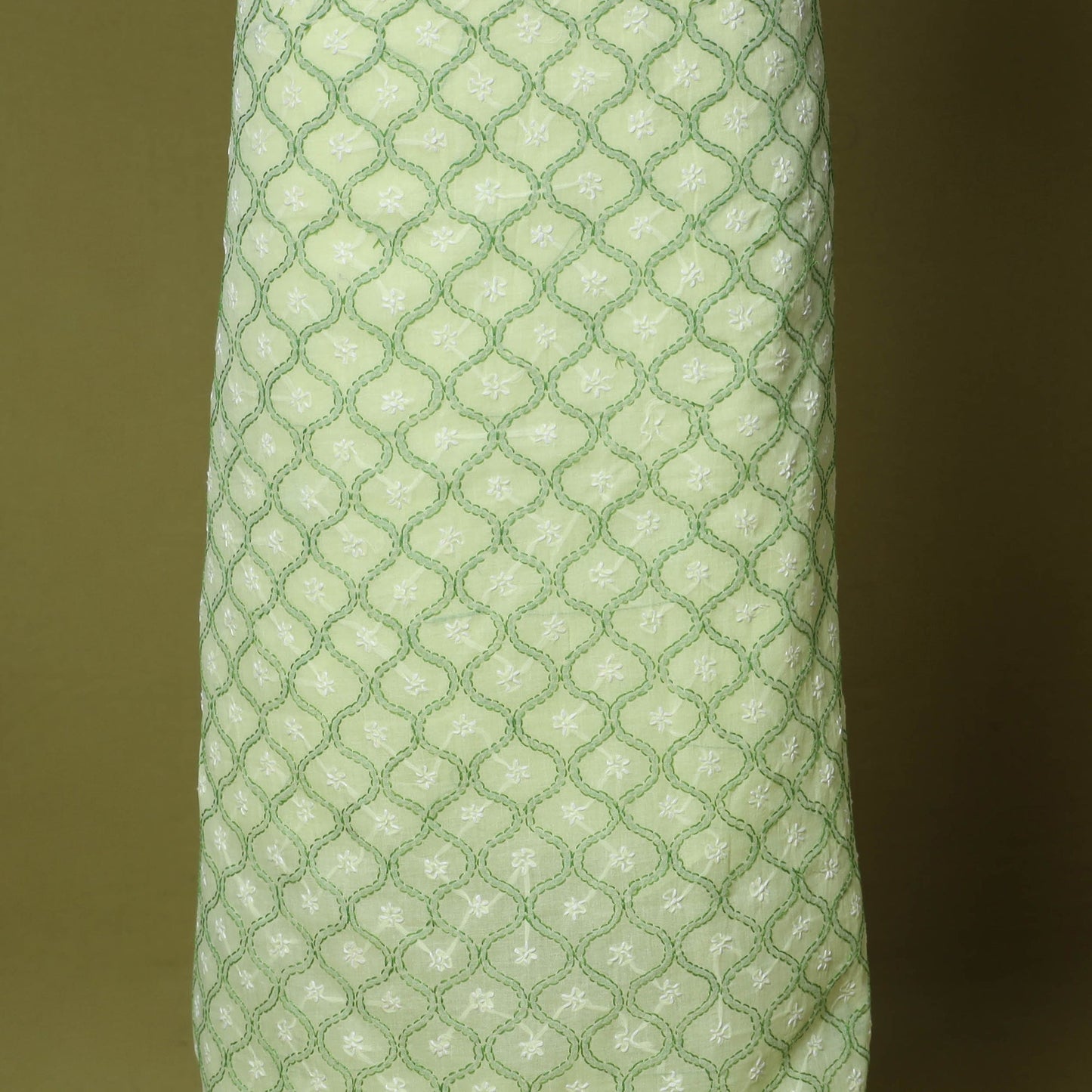 Green - 3pc hand embroidery cotton lucknow chikankari dress