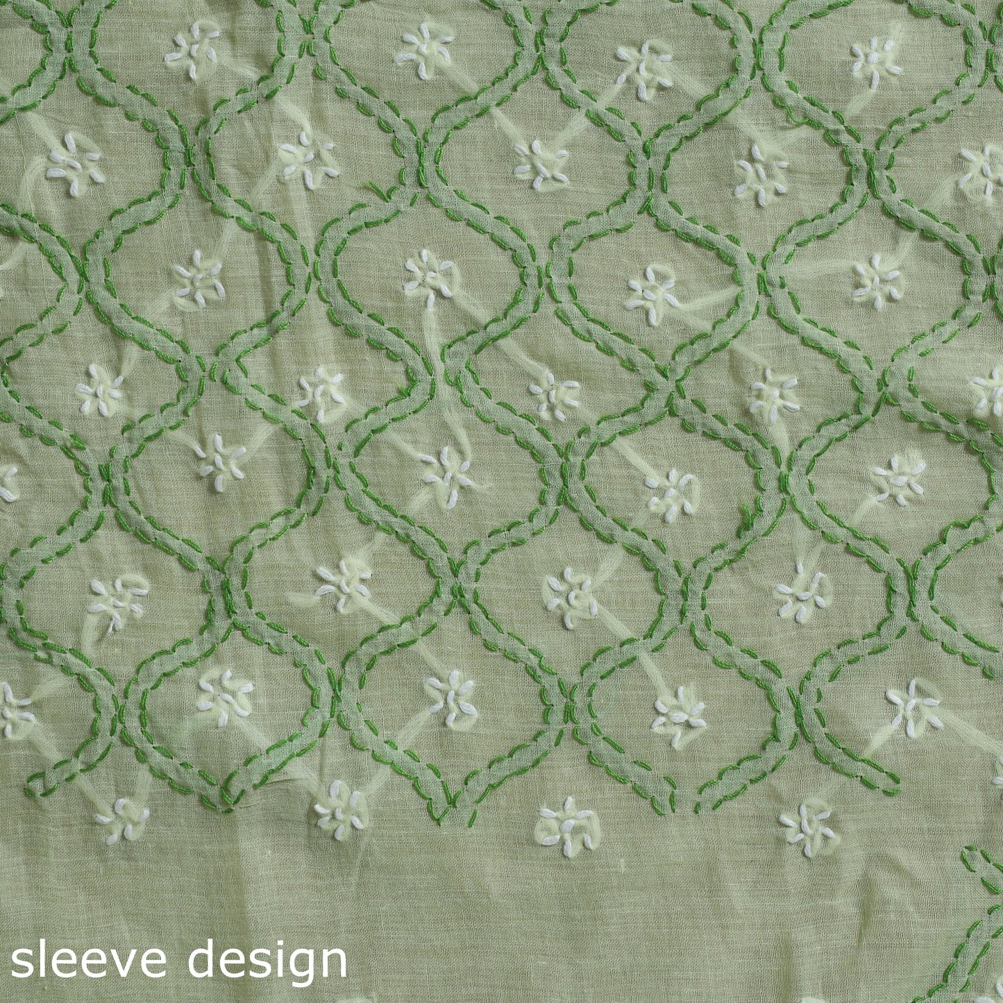 Green - 3pc hand embroidery cotton lucknow chikankari dress