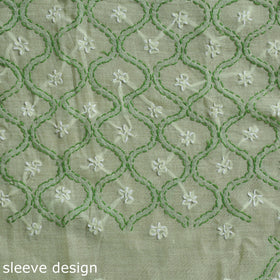 Green - 3pc hand embroidery cotton lucknow chikankari dress