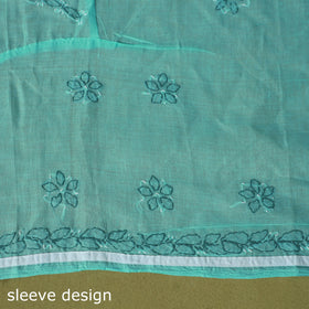 Green - 3pc hand embroidery cotton lucknow chikankari dress