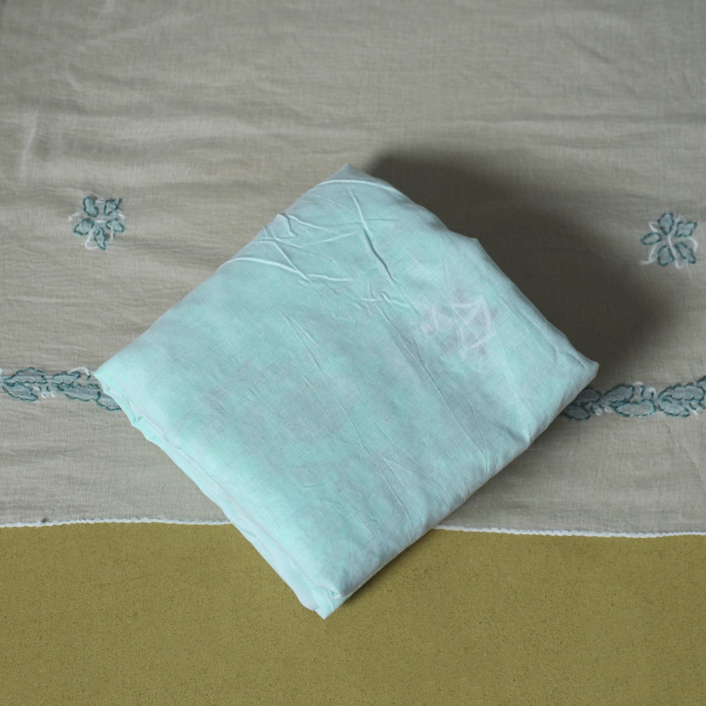 Green - 3pc hand embroidery cotton lucknow chikankari dress