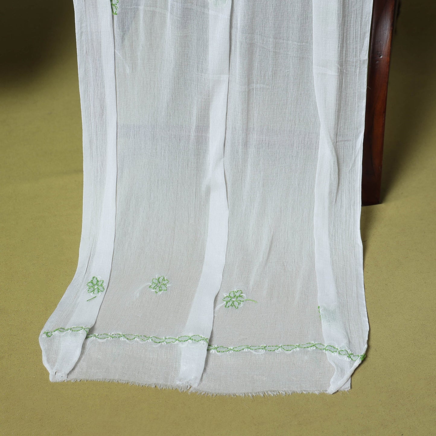 Green - 3pc hand embroidery cotton lucknow chikankari dress