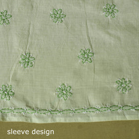 Green - 3pc hand embroidery cotton lucknow chikankari dress