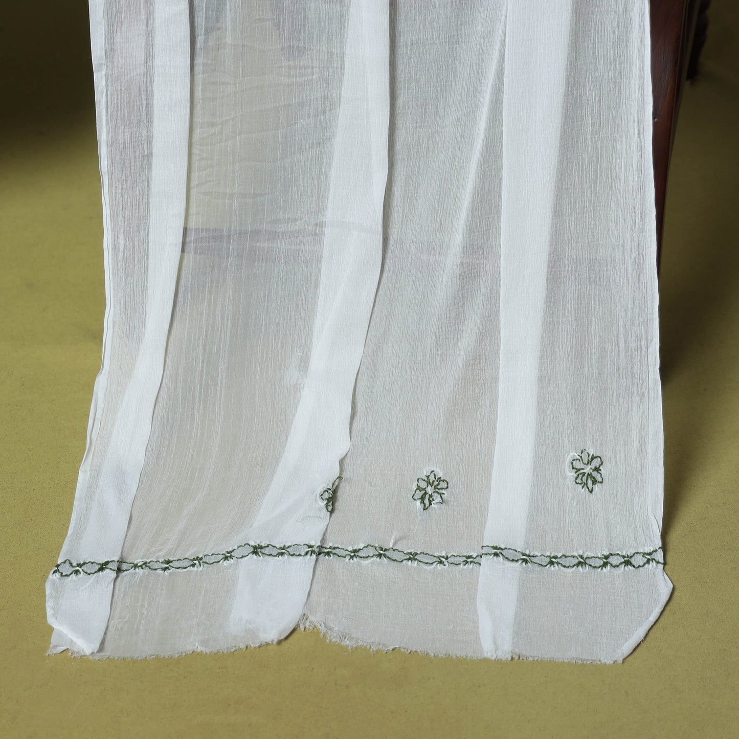 Green - 3pc hand embroidery cotton lucknow chikankari dress
