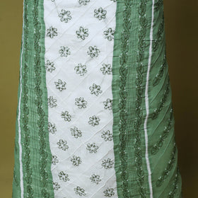 Green - 3pc hand embroidery cotton lucknow chikankari dress