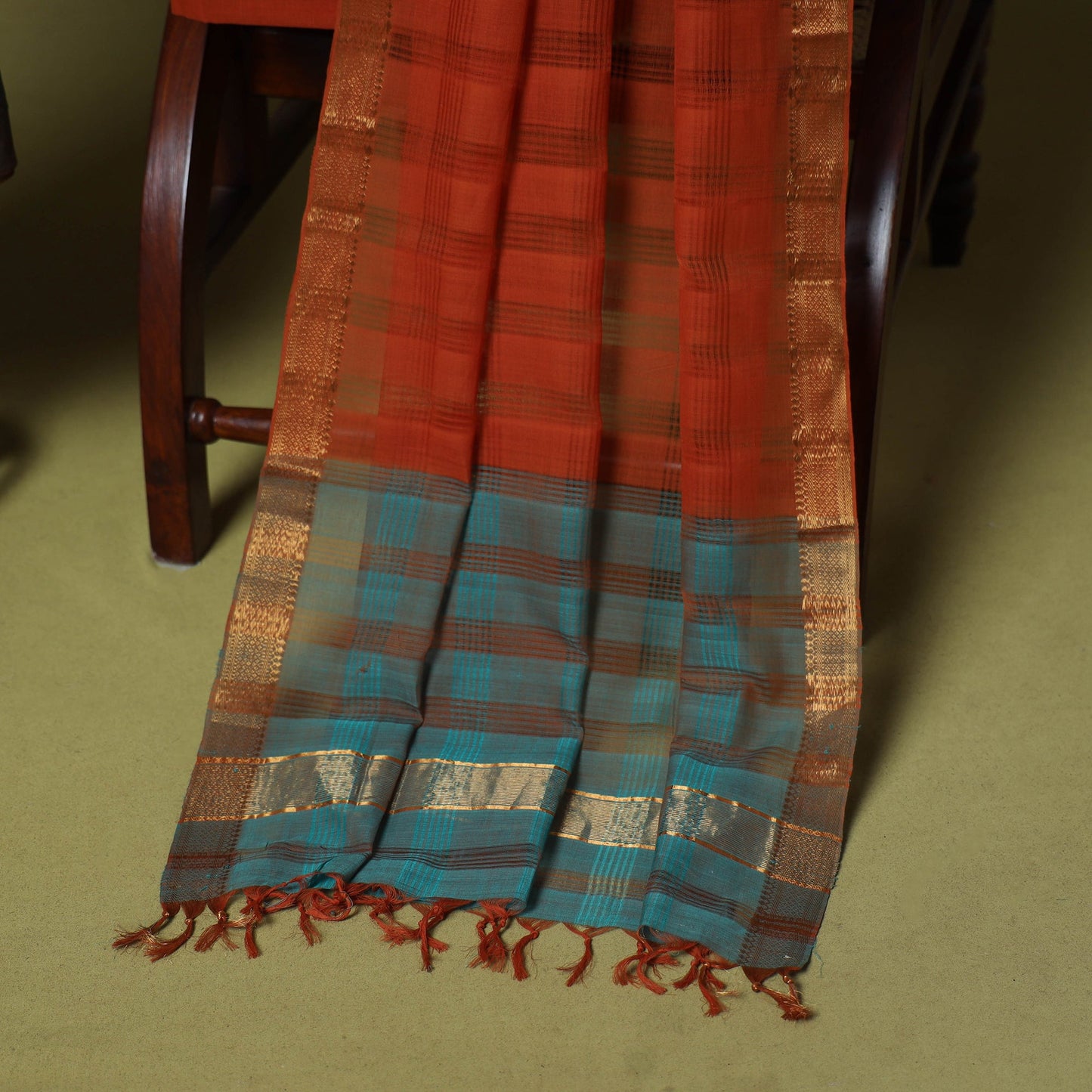 Green - 3pc handloom cotton mangalagiri dress material 04