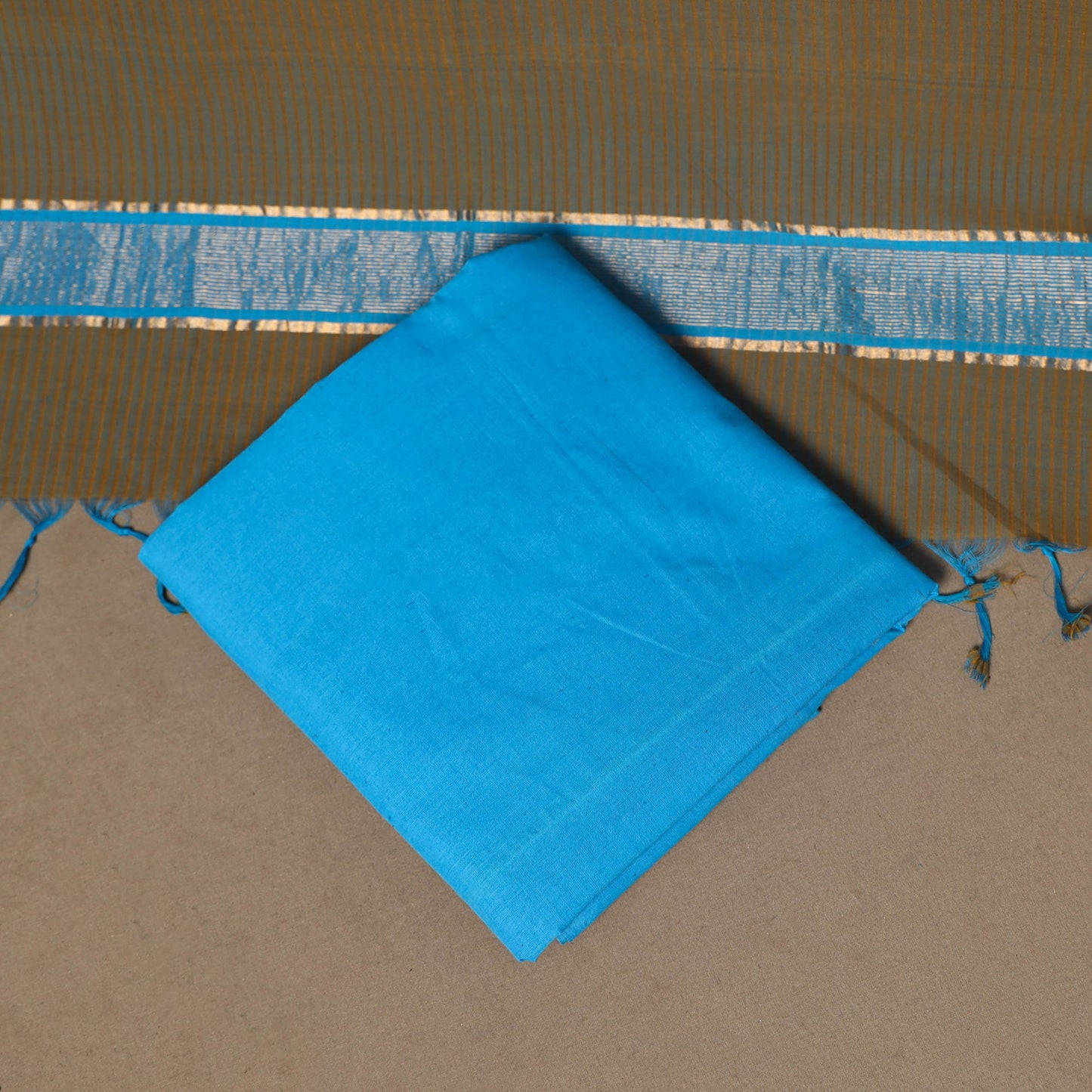 Green - 3pc handloom cotton unstitched mangalagiri dress