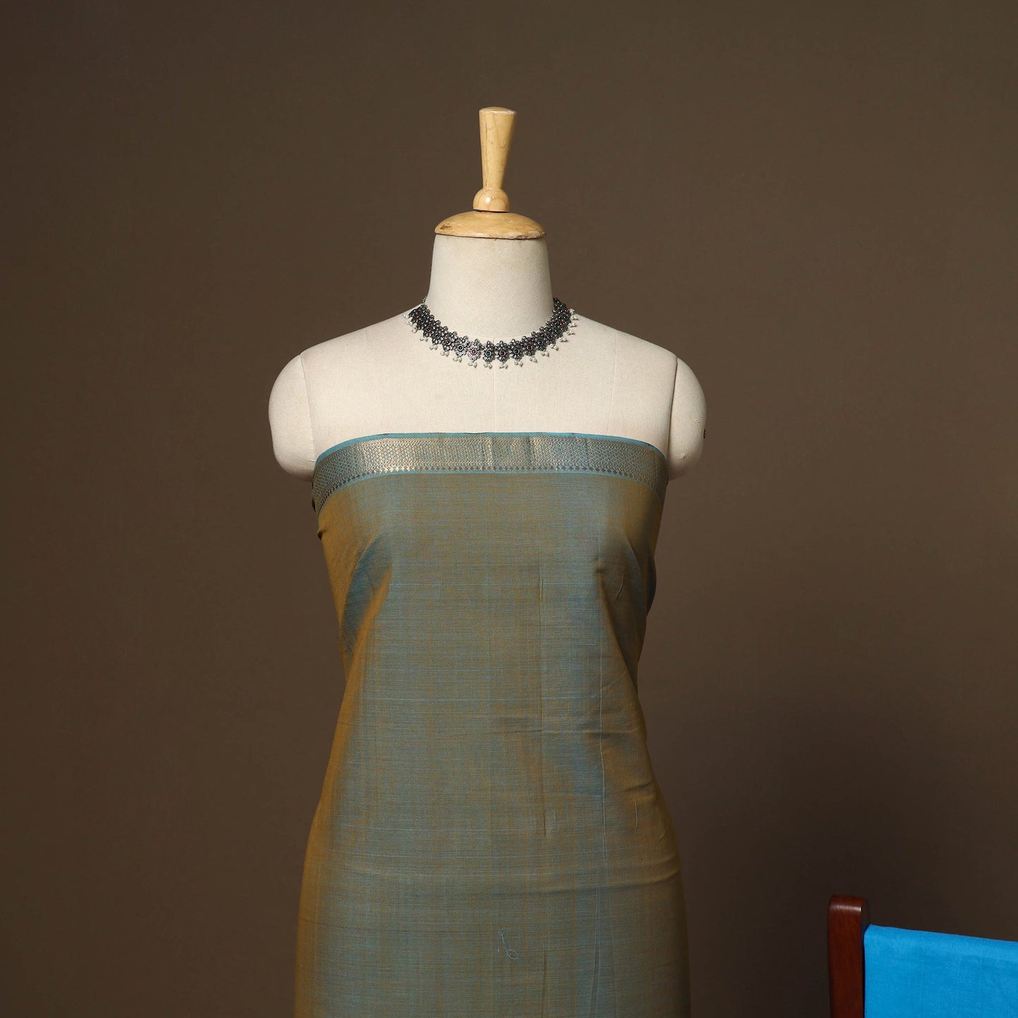 Green - 3pc handloom cotton unstitched mangalagiri dress