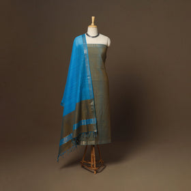 Green - 3pc handloom cotton unstitched mangalagiri dress