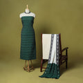 Green - 3pc handloom cotton unstitched pochampally ikat