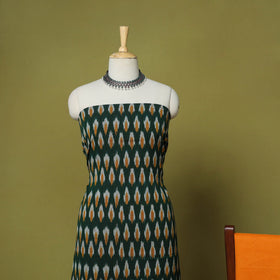 Green - 3pc handloom cotton unstitched pochampally ikat