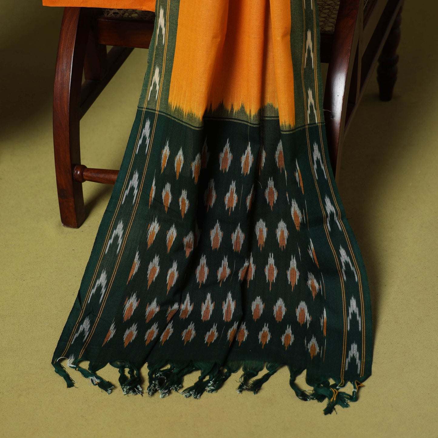 Green - 3pc handloom cotton unstitched pochampally ikat