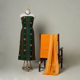 Green - 3pc handloom cotton unstitched sambalpuri dress