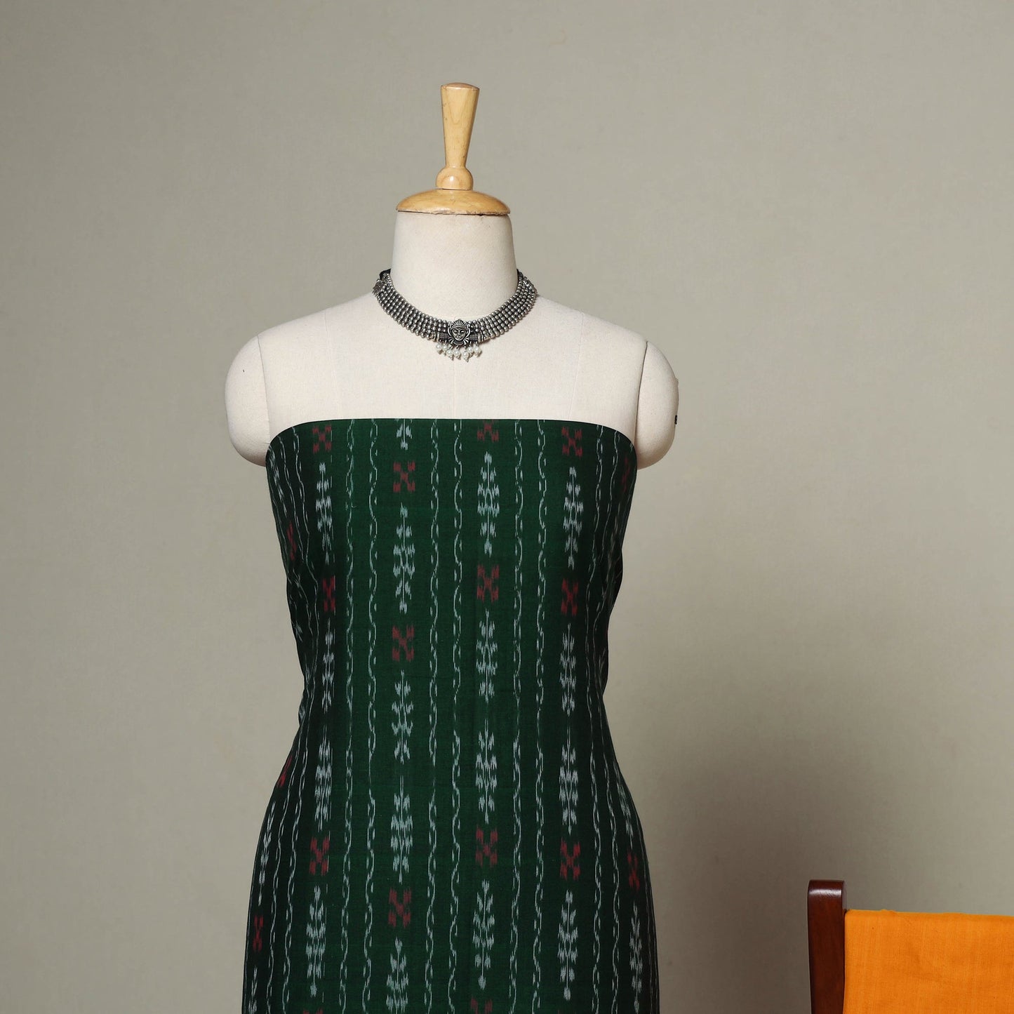 Green - 3pc handloom cotton unstitched sambalpuri dress