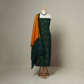 Green - 3pc handloom cotton unstitched sambalpuri dress