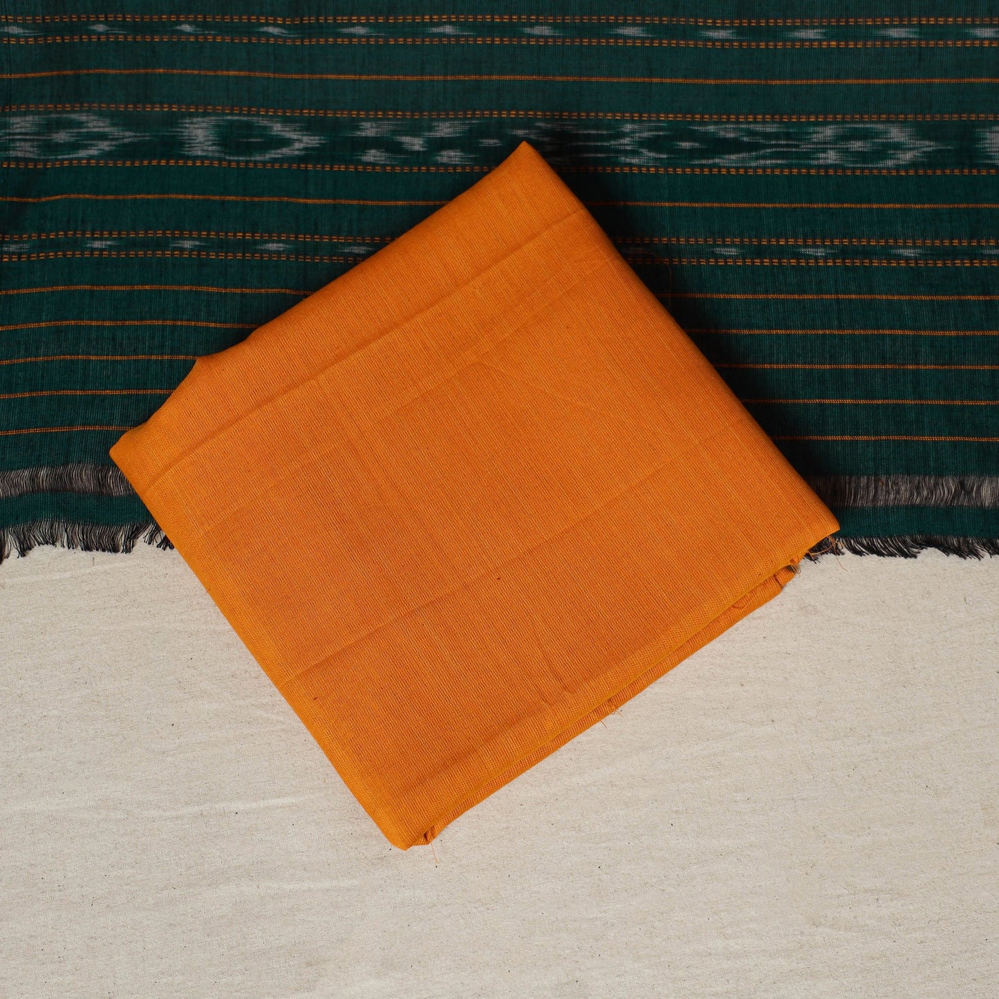 Green - 3pc handloom cotton unstitched sambalpuri dress