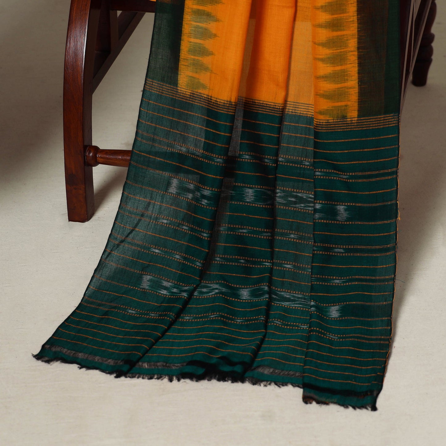 Green - 3pc handloom cotton unstitched sambalpuri dress