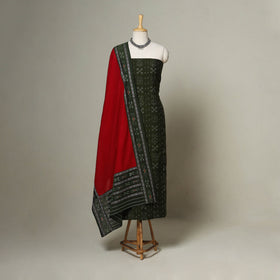 Green - 3pc handloom cotton unstitched sambalpuri dress