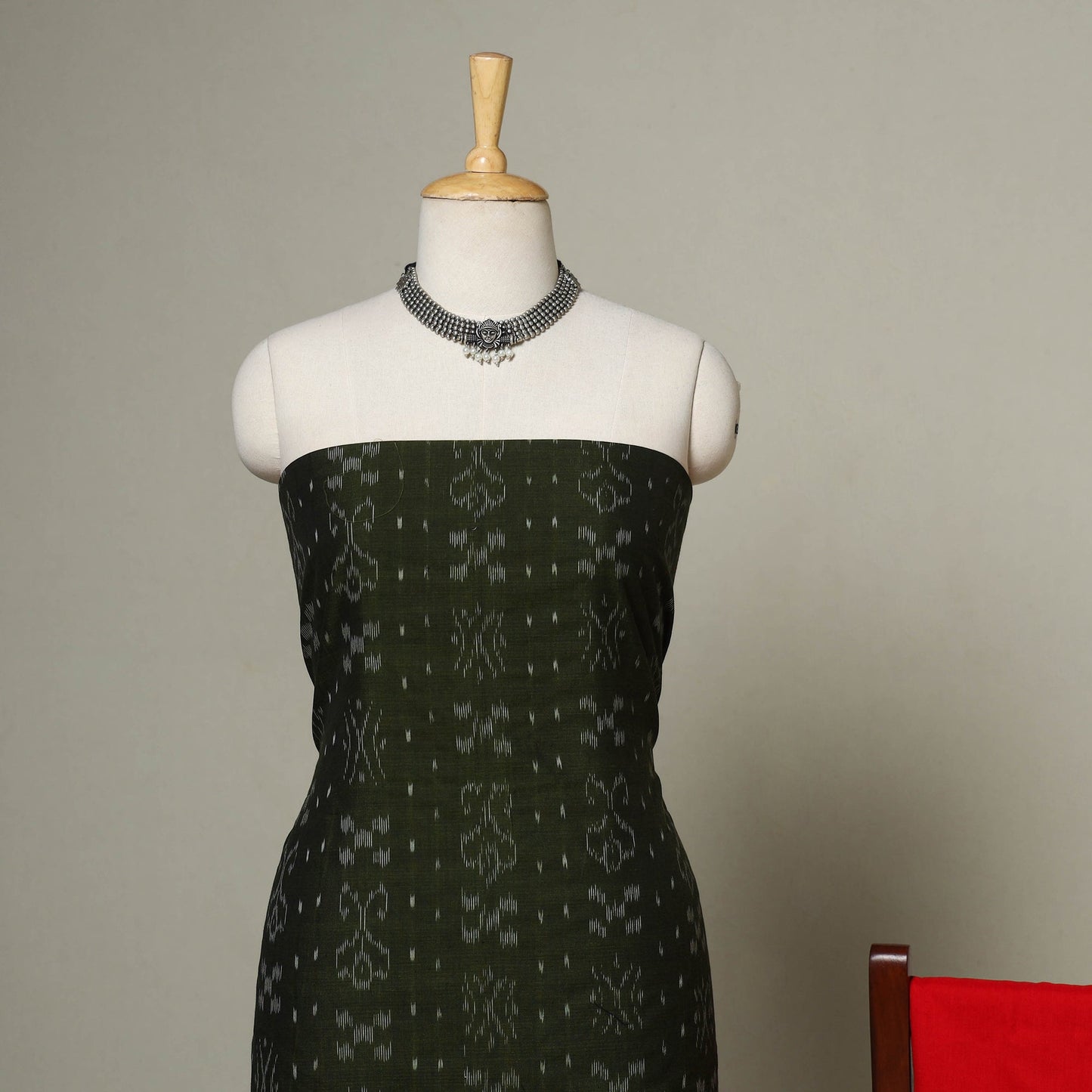 Green - 3pc handloom cotton unstitched sambalpuri dress