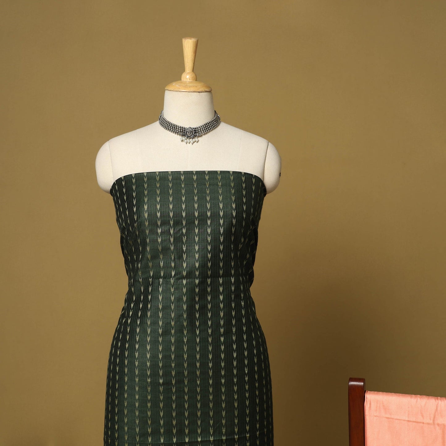 Green - 3pc handloom mulberry unstitched suit material set