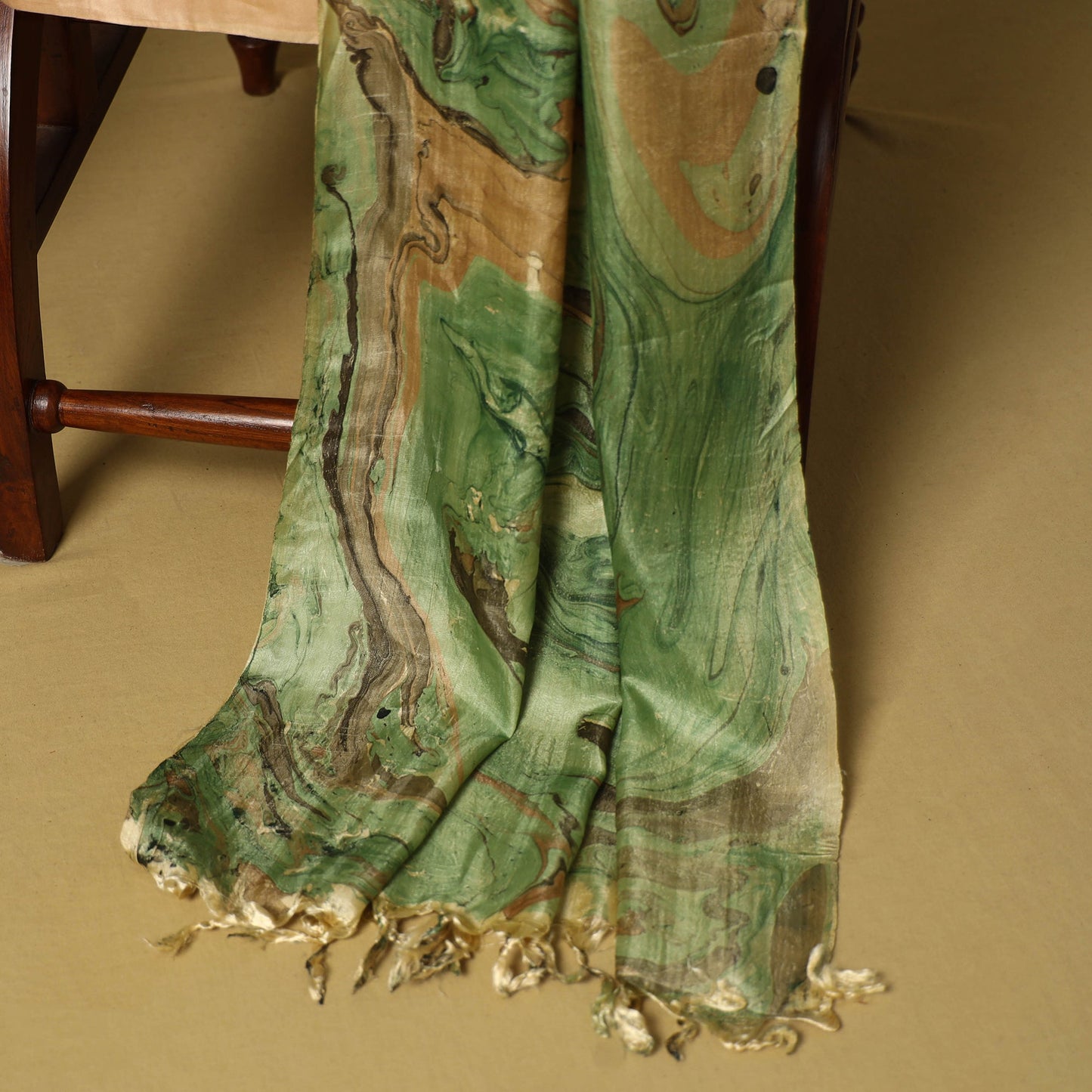 Green - 3pc handloom mulberry unstitched suit material set