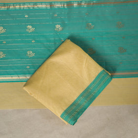Green - 3pc Handloom Nakshi Zari Unstitched Chanderi Silk Dress Material 