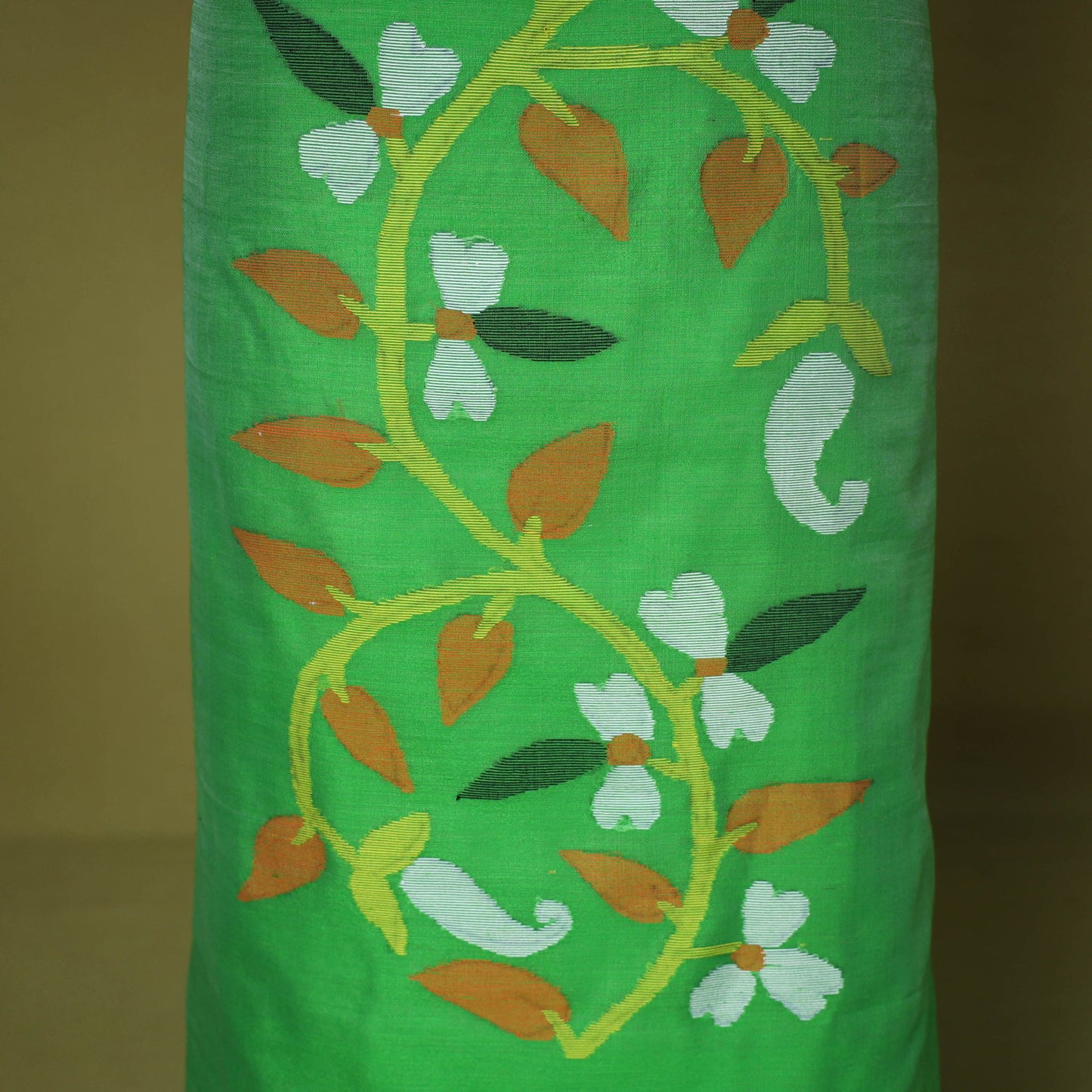Green - 3pc handloom silk cotton unstitched phulia jamdani