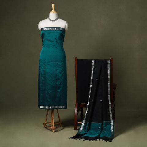 Green - 3pc handloom unstitched buti mangalagiri dress