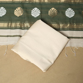 Green - 2pc handloom zari buti unstitched chanderi silk