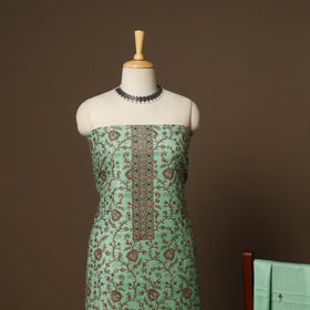 Green - 3pc heavy hand embroidered work merino wool