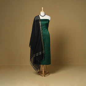 Green - 3pc karnataka weave cotton unstitched khun dress