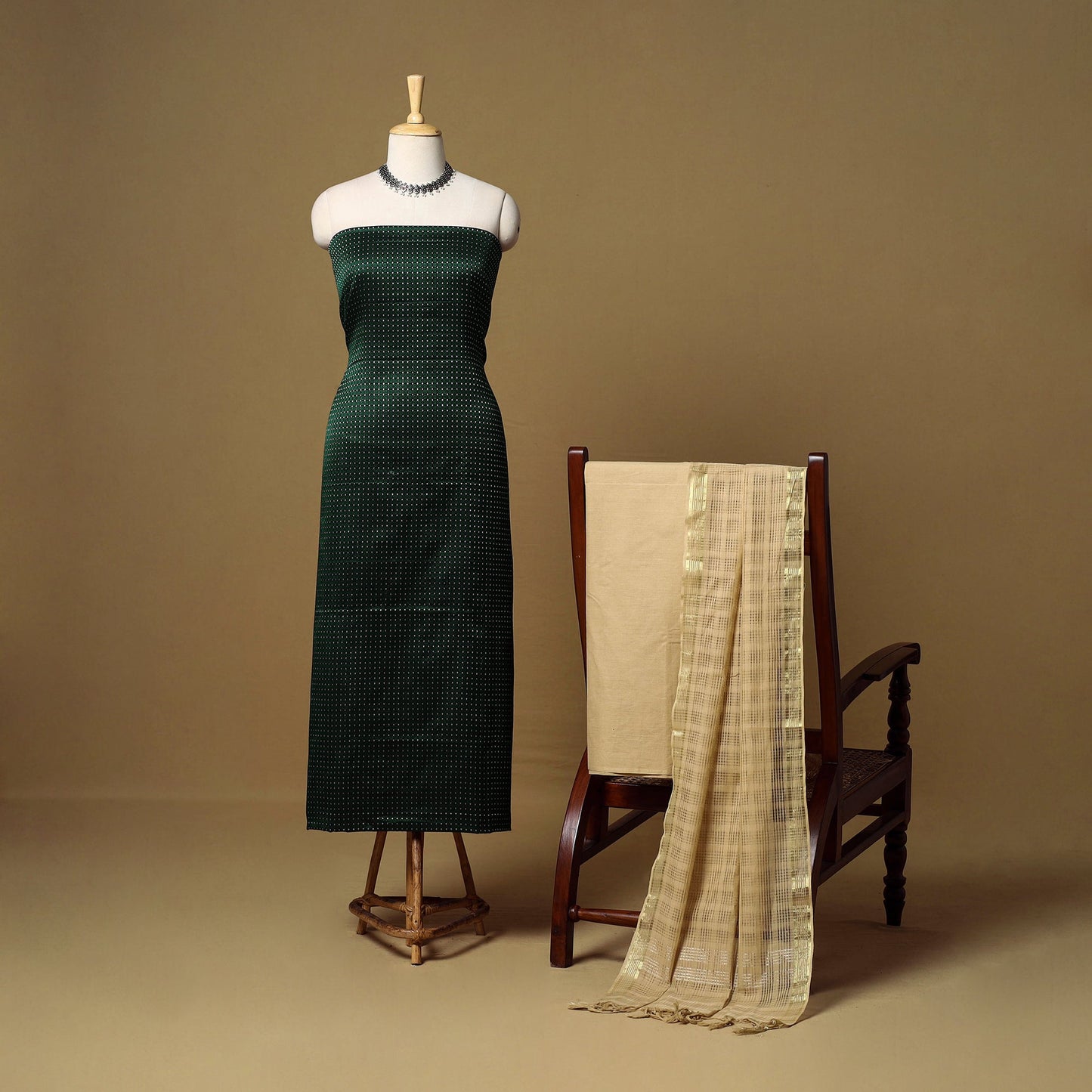 3pc karnataka weave cotton unstitched khun dress material