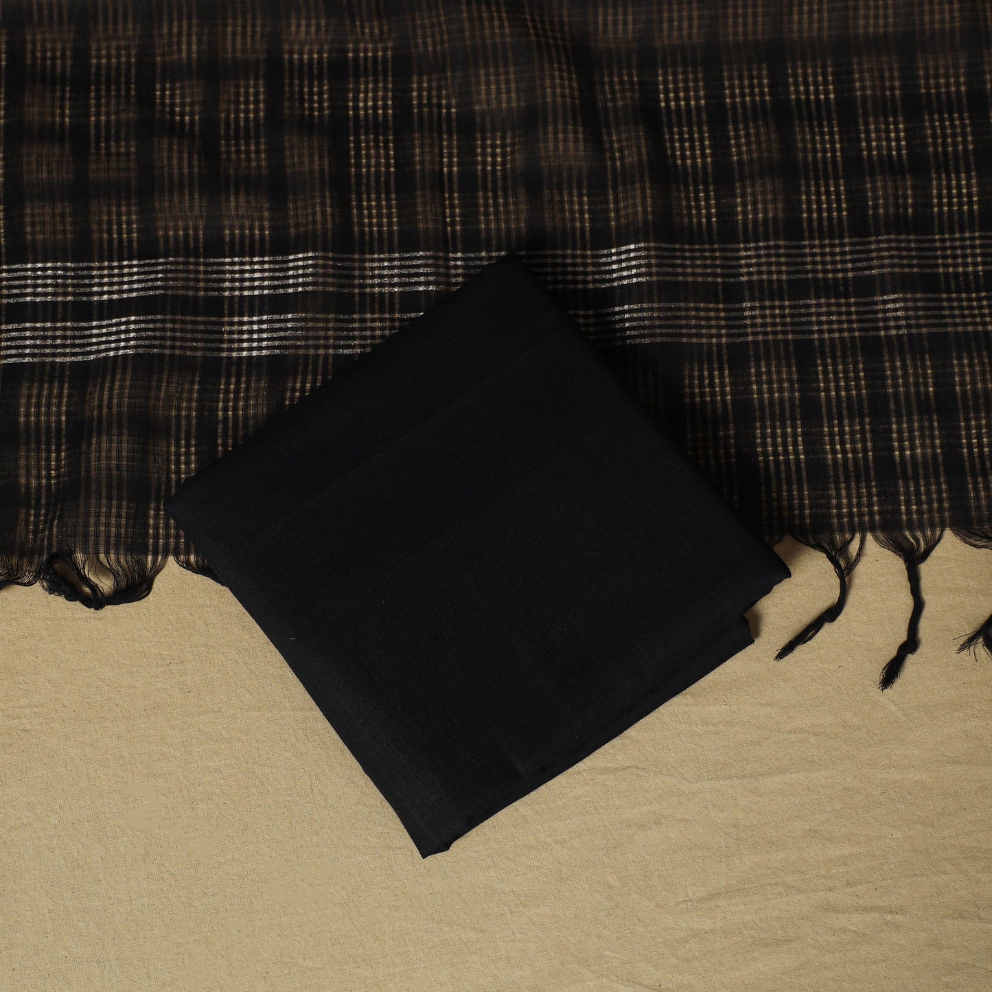 Green - 3pc karnataka weave cotton unstitched khun dress