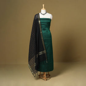 Green - 3pc karnataka weave cotton unstitched khun dress
