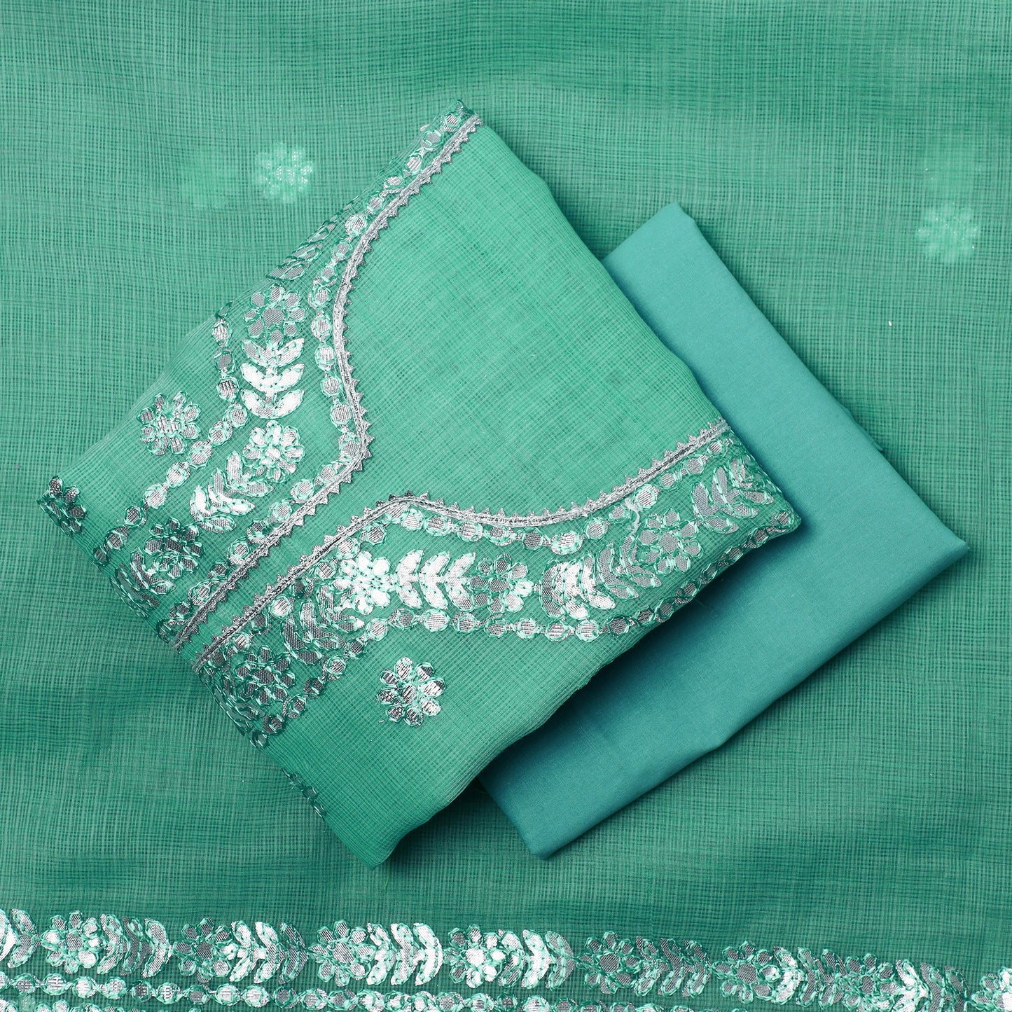  3pc Kota Doria Cotton Gota Patti Work Suit Material Set 09 Online at iTokri.com