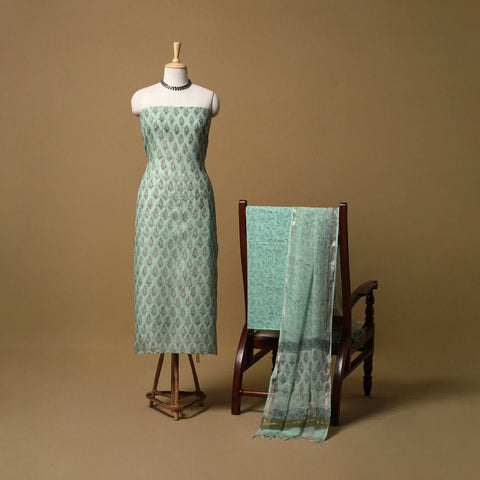 3pc kota doria cotton sanganeri unstitched dress material