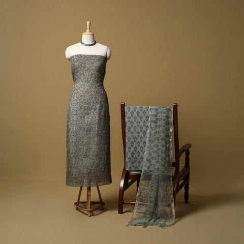 3pc kota doria cotton sanganeri unstitched dress material