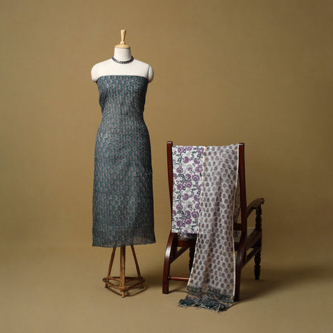 3pc kota doria cotton sanganeri unstitched dress material