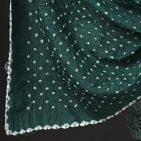  3pc Kutch Bandhani Tie-Dye Mirror Work Satin Cotton Suit Material Set 74 