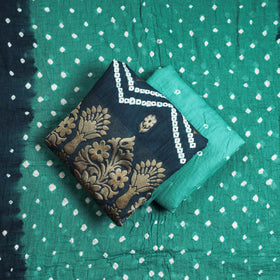  3pc Kutch Bandhani Tie-Dye Satin Cotton Zari Work Suit Material Set 