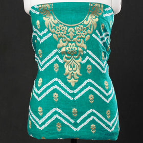  3pc Kutch Bandhani Tie-Dye Satin Cotton Zari Work Suit Material Set 