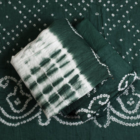 3pc Green Kutch Cotton Shibori Bandhani Dress Material
