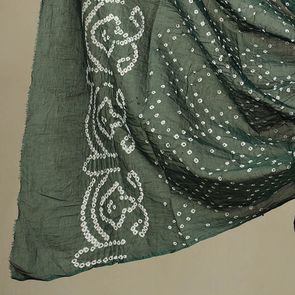3pc Green Kutch Cotton Shibori Bandhani Dress Material