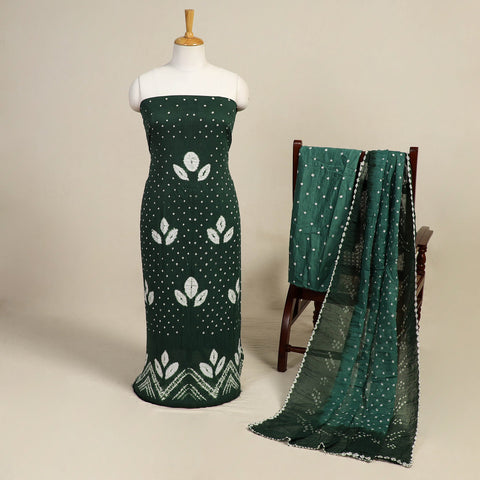 cotton silk bandhani dress materials Price: 1990/- with Free Shipping Cotton Shibori Discharge Work Bandhani Dress Material