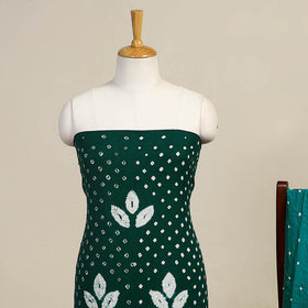 Green - 3pc kutch tie-dye satin cotton bandhani unstitched