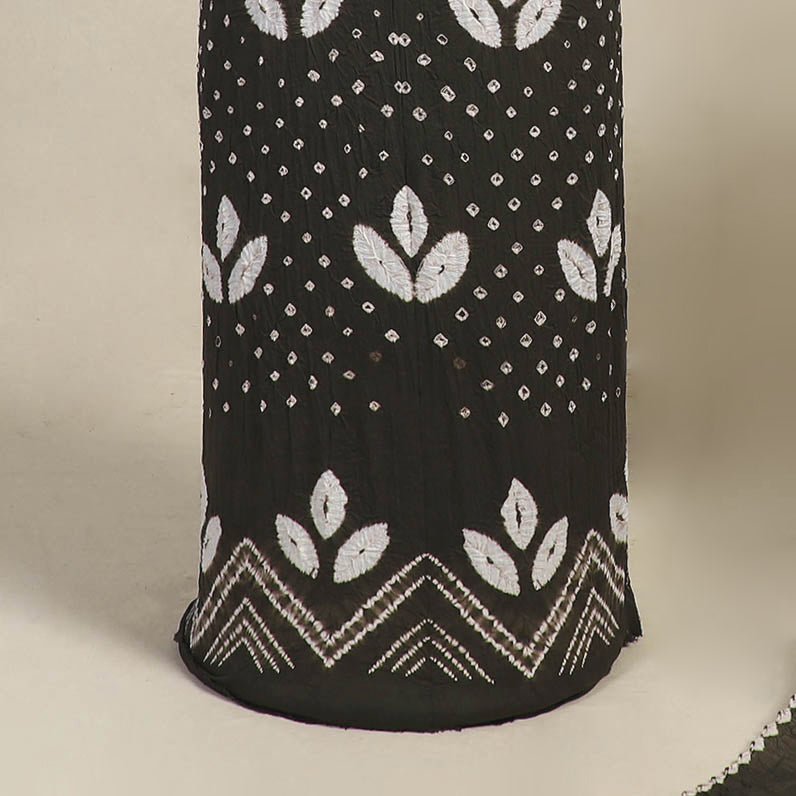 Green - 3pc Kutch Tie-Dye Satin Cotton Bandhani Dress Material